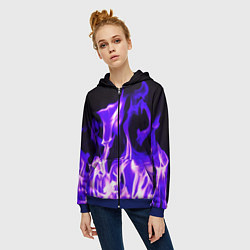 Толстовка на молнии женская Неоновый огненный стиль, цвет: 3D-синий — фото 2