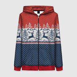 Женская толстовка на молнии Новогодний вязаный узор