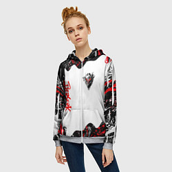 Толстовка на молнии женская Берсерк - маска, цвет: 3D-меланж — фото 2