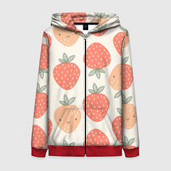 Женская толстовка на молнии Клубничный узор