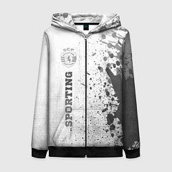 Толстовка на молнии женская Sporting - white gradient по-вертикали, цвет: 3D-черный