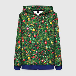 Женская толстовка на молнии Разноцветные шары на ёлке