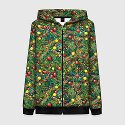 Женская толстовка на молнии Разноцветные ёлочные шары