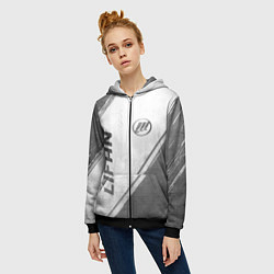 Толстовка на молнии женская Lifan - white gradient вертикально, цвет: 3D-черный — фото 2