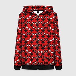 Толстовка на молнии женская Дэдпул и Человек паук, цвет: 3D-черный