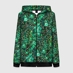 Женская толстовка на молнии Змеиная зелёная кожа