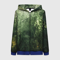 Женская толстовка на молнии Зеленый камуфляж с эффектом старины