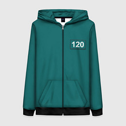 Толстовка на молнии женская Игрок 120 - Игра в кальмара, цвет: 3D-черный
