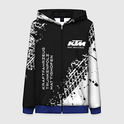 Толстовка на молнии женская KTM - следы от шин, цвет: 3D-синий