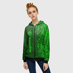 Толстовка на молнии женская Borussia - green gradient по-вертикали, цвет: 3D-черный — фото 2