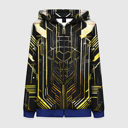 Толстовка на молнии женская Gold lines on a black background, цвет: 3D-синий