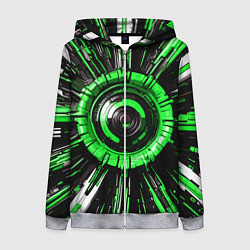 Женская толстовка на молнии Чёрно-зелёная сфера киберпанк