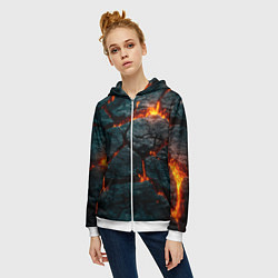 Толстовка на молнии женская Скала и лава, цвет: 3D-белый — фото 2