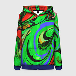 Женская толстовка на молнии Красно-зелёный узор