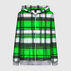 Женская толстовка на молнии Зелёно-белая ткань в клетку