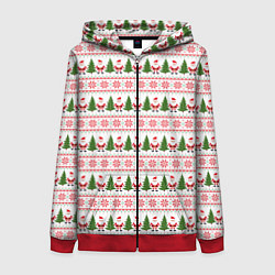 Толстовка на молнии женская Дед Мороз и ёлки, цвет: 3D-красный