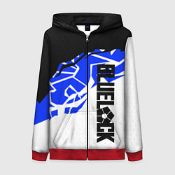 Толстовка на молнии женская Блюлок - абстракция синяя, цвет: 3D-красный