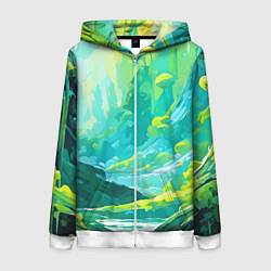 Женская толстовка на молнии Зелёная кислотная абстракция
