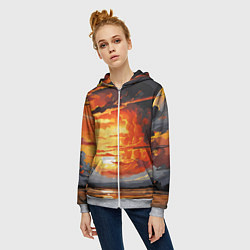 Толстовка на молнии женская Багровый закат, цвет: 3D-меланж — фото 2