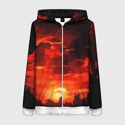 Толстовка на молнии женская Багровый апокалиптический закат, цвет: 3D-белый
