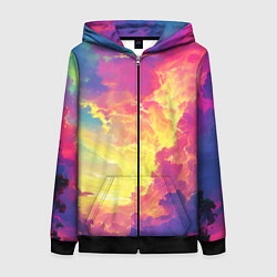 Женская толстовка на молнии Розовые облака на синем небе