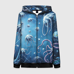 Женская толстовка на молнии Мир фантастических осьминогов