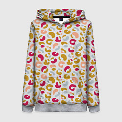 Женская толстовка на молнии Разноцветный леопардовый узор