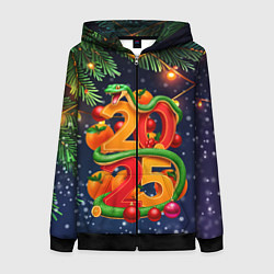 Толстовка на молнии женская Змея и мандарины 2025, цвет: 3D-черный