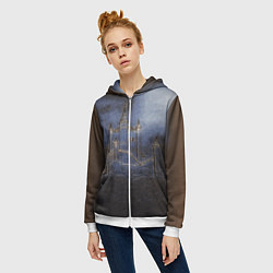 Толстовка на молнии женская Замок принцессы, цвет: 3D-белый — фото 2