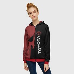 Толстовка на молнии женская Toyota и череп, цвет: 3D-красный — фото 2