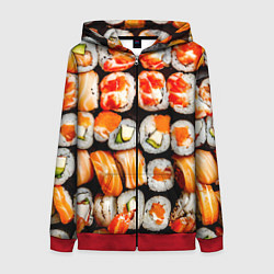 Толстовка на молнии женская Большой сет роллов, цвет: 3D-красный