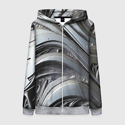 Женская толстовка на молнии Полированный серебряный металл