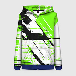 Женская толстовка на молнии Diagonal black and green stripes on a white backgr