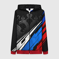 Толстовка на молнии женская Россия - абстракция, цвет: 3D-красный