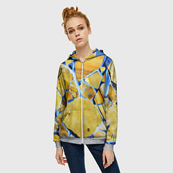 Толстовка на молнии женская Жёлто-синяя абстракция, цвет: 3D-меланж — фото 2
