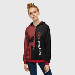 Толстовка на молнии женская Lexus и череп, цвет: 3D-красный — фото 2