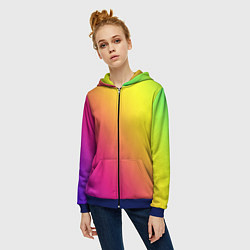 Толстовка на молнии женская Градиент зелёно-фиолетовый насыщенный, цвет: 3D-синий — фото 2