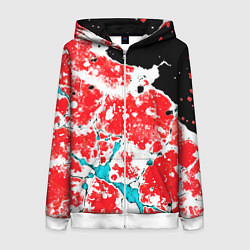 Женская толстовка на молнии Сине красная абстракция на чёрном фоне