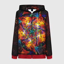 Толстовка на молнии женская Оптический дым текстура, цвет: 3D-красный