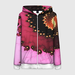 Женская толстовка на молнии Фрактал узор розовый