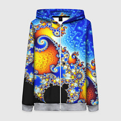 Толстовка на молнии женская Фрактальный узор текстура синий, цвет: 3D-меланж