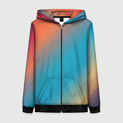 Женская толстовка на молнии Сине-оранжевый градиент