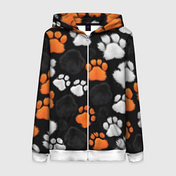 Толстовка на молнии женская Мохнатые лапки, цвет: 3D-белый