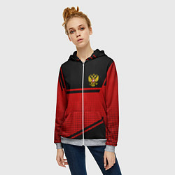 Толстовка на молнии женская Россия герб геометрия, цвет: 3D-меланж — фото 2