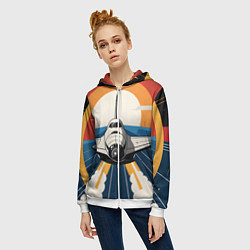Толстовка на молнии женская Скоростной ретро самолет, цвет: 3D-белый — фото 2