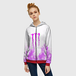 Толстовка на молнии женская Monster energy neon flame, цвет: 3D-красный — фото 2