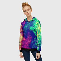 Толстовка на молнии женская Огненный стиль текстура, цвет: 3D-черный — фото 2