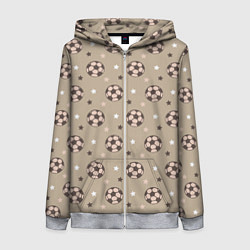 Женская толстовка на молнии Футбольные мячи и звезды