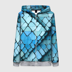 Женская толстовка на молнии Синие рельефные плитки
