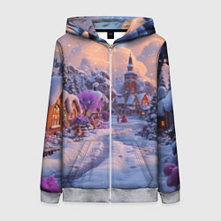 Толстовка на молнии женская Тропинка к новому году, цвет: 3D-меланж